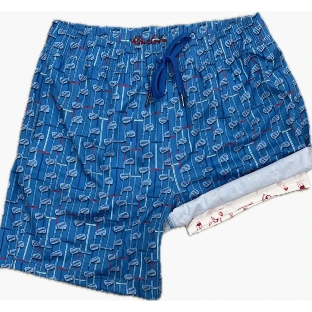 New $79 Robert Graham Men's Quick Dry Golf Clubs Swim‎ Board Shorts Lined  7